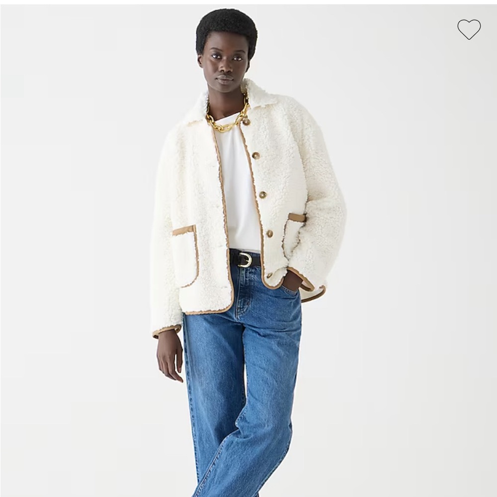 J Crew Faux Sherpa Teddy Barn Jacket Sz Small